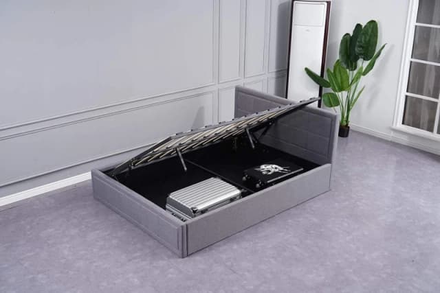 KOSY KOALA Ottoman Stoarge Bed grey small double 4ft fabric and 1 Mattress wooden bedroom Grey