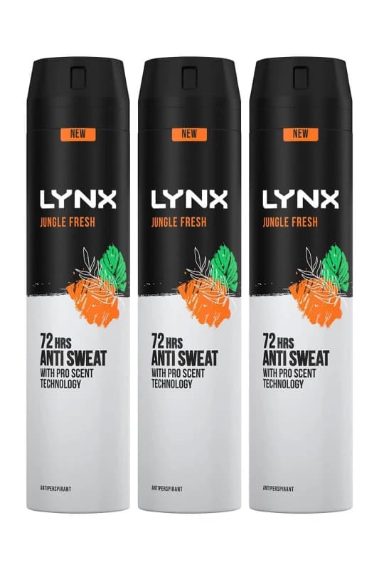 Lynx XXL Jungle Fresh 'Antiperspirant' Deodorant 250ml 3pack Orange male