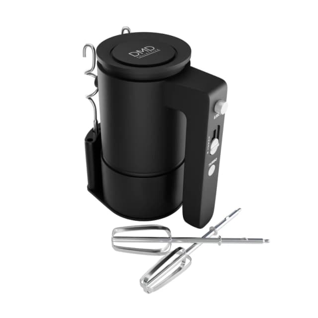 DMD Collective 5 Speed Electric Hand Mixer Stainless Steel Beaters & Dough Hooks 300W with Turbo Mode Black