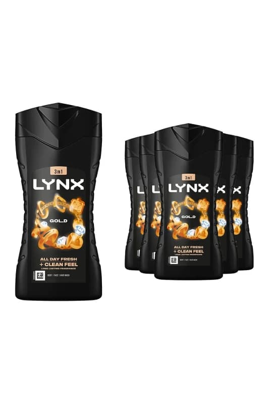 Lynx Gold 12H Fragrance Shower Gel 'Body Wash' for Men, 6x225ml Gold male