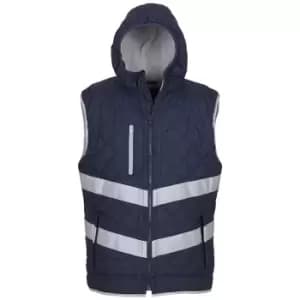 Yoko Womens/Ladies Kensington Hi-Vis Hooded Gilet (XXL) (Navy)