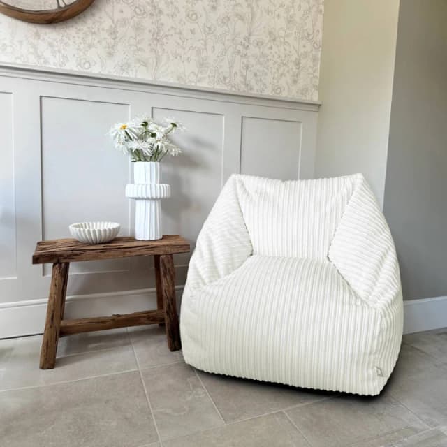 Rucomfy Fabric Jumbo Cord Snuggle Chair Beanbag - Ivory
