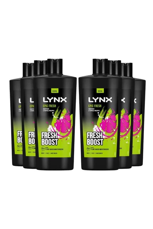 Lynx Epic Fresh 'Shower Gel' Grapefruit & Tropical 700ml 6 Pack Green male