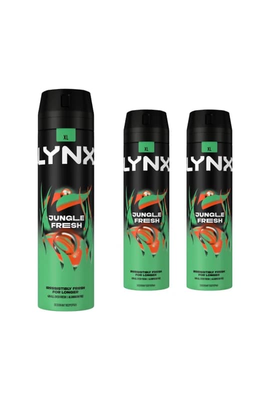 Lynx 'Body Spray' Jungle Fresh HighDefinition Fragrance,3x200ml Green male