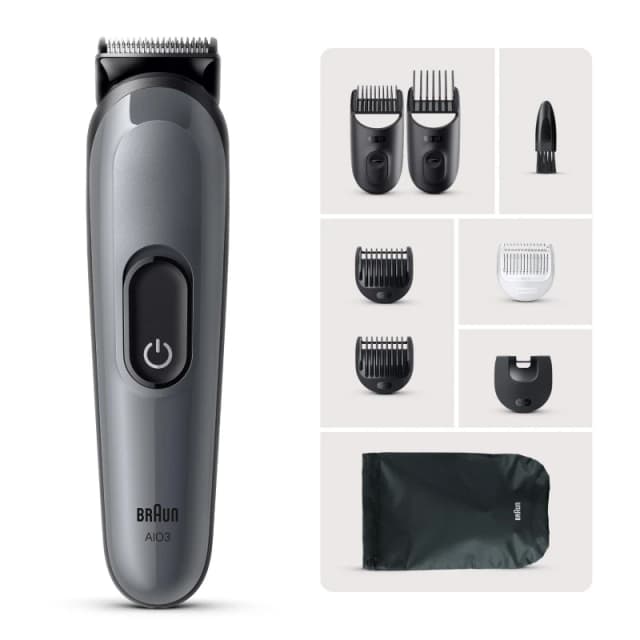 BRAUN Series 3 AIO3540 8-in-1 Trimmer - Grey, Silver/Grey 8700216429283