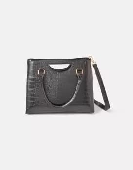 Accessorize Womens Grab Handle Handheld Bag Black