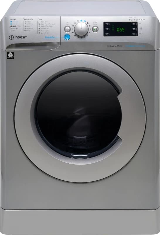 Indesit BDE96436SVUK Washer Dryer in Silver 1400 Spin 9KG 6kg D Rated