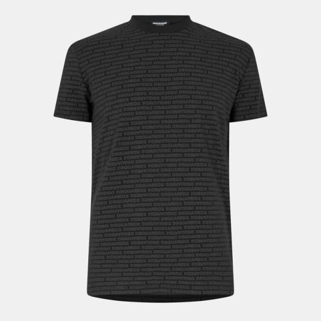 DSquared2 Mens All Over Logo T-Shirt Black male XL