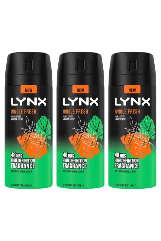 Lynx 'Body Spray' Jungle Fresh Definition Deo 150ml 3pk Green male