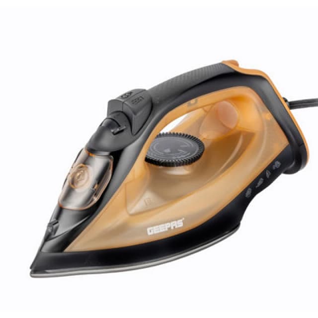 Geepas Steam Iron 1800W Non-Stick Soleplate Dry/Steam Iron Adjustable Temperature Orange