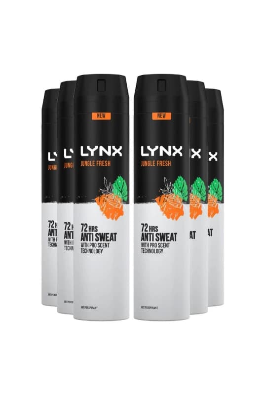 Lynx XXL Jungle Fresh 'Antiperspirant' Deodorant 250ml 6 Pack Orange male