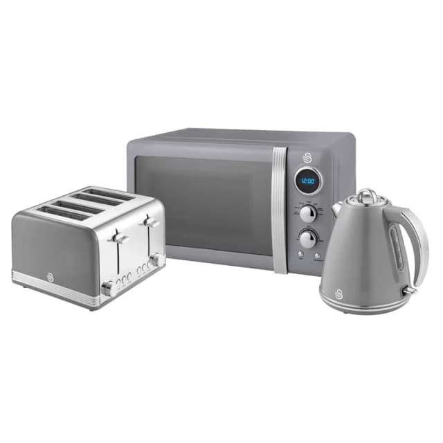 Swan EEJB174 1.5L Kettle, 4 Slice Toaster & 800W Microwave Triple Pack