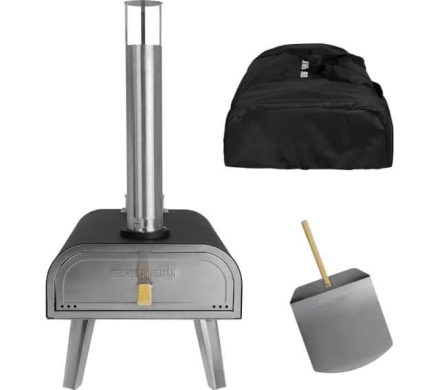 GEORGE FOREMAN GFWPPO2BPC Wood Pellet Pizza Oven - Black & Silver 5056233837895