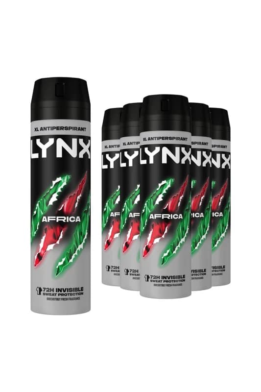 Lynx XL 'Antiperspirant' Africa Deodorant 200ml 6 Pack Grey male