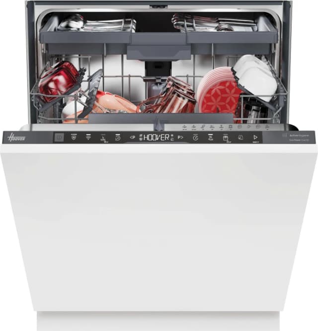 Hoover H-DISH 700 HI 4A4S3PSA-80 WiFi Connected Fully Integrated Full Size Dishwasher - Black Control Panel with Fixed Door Hinge Kit - A Rated, Black