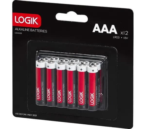 Logik LAAA1216 AAA Alkaline Batteries - Pack of 12