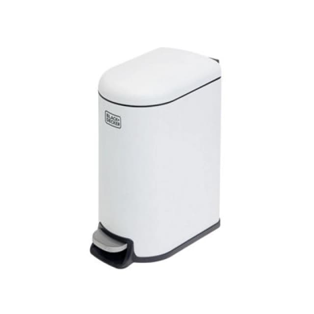 Black+Decker 10 Litre Slimline Pedal Bin - White