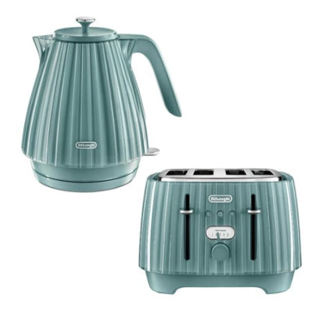 DeLonghi Ballerina 1.7L Kettle & 4 Slice Toaster Set, Green - DeLonghi DLPK8