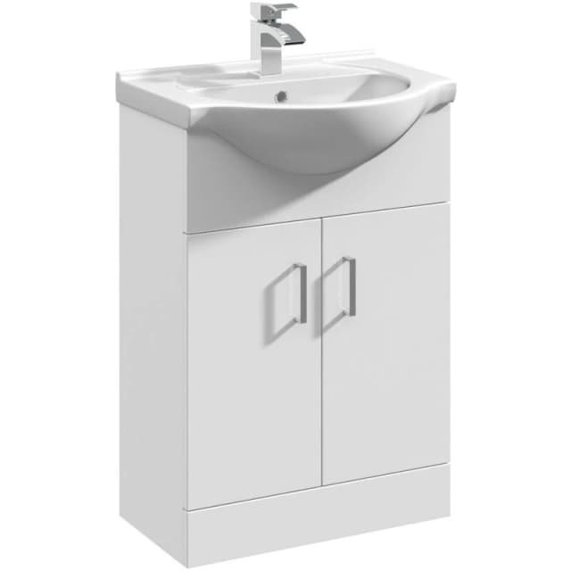 NUIE Nuie - Mayford Floor Standing 2-Door Vanity Unit with Round Basin 550mm Wide - White vty550
