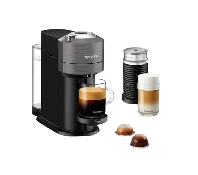 DeLonghi Nespresso Vertuo Capsule Coffee Machine with Aeroccino Milk Frother Grey - Grey