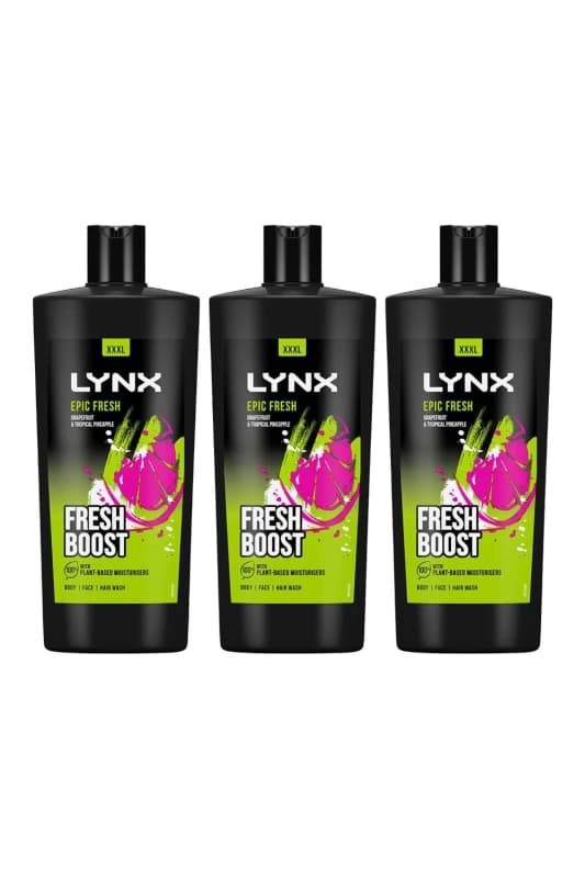 Lynx Epic Fresh 'Shower Gel' Pineapple Scent 700ml 3 Pack Blue male