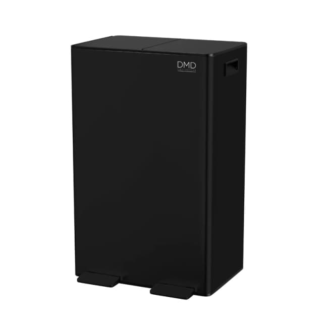 DMD Collective Stainless Steel 60L Waste & Recycling Kitchen Bin, 2 x 30L Buckets & 3L Compost Bin, Soft Closure, Fingerprint Proof Black