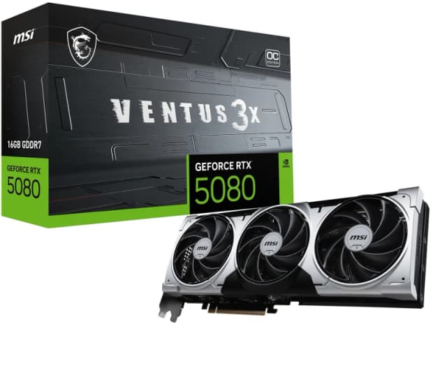 MSI NVIDIA GeForce RTX 5080 16G VENTUS 3X OC PLUS GDDR7 Graphics Card
